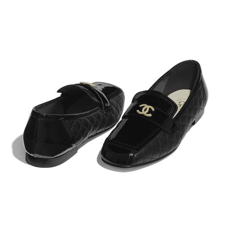 patent calfskin chanel shoes all black|Moccasins .